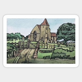 Old Romney Church Kent England British Landscape Sticker